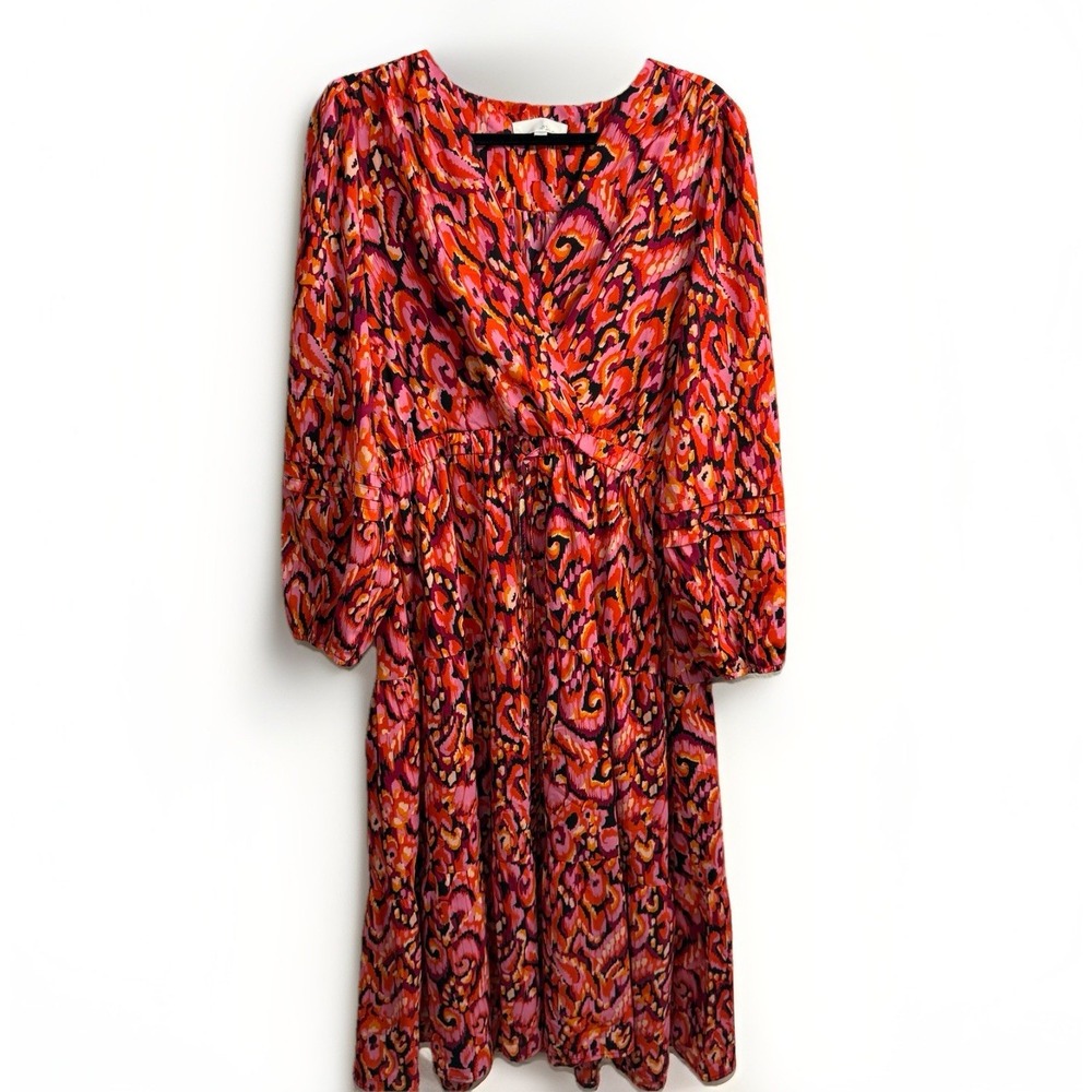 PINCH Womens Sz XL Boho Abstract Dress Eclectic Long Sleeve Festival Cottagecore